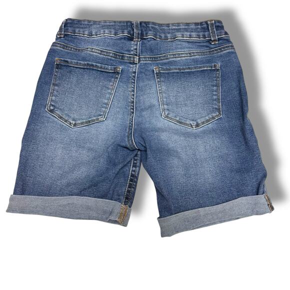 SO Girls Denim Distressed Cuffed Blue Jean Shorts Size 12 - Picture 3 of 5